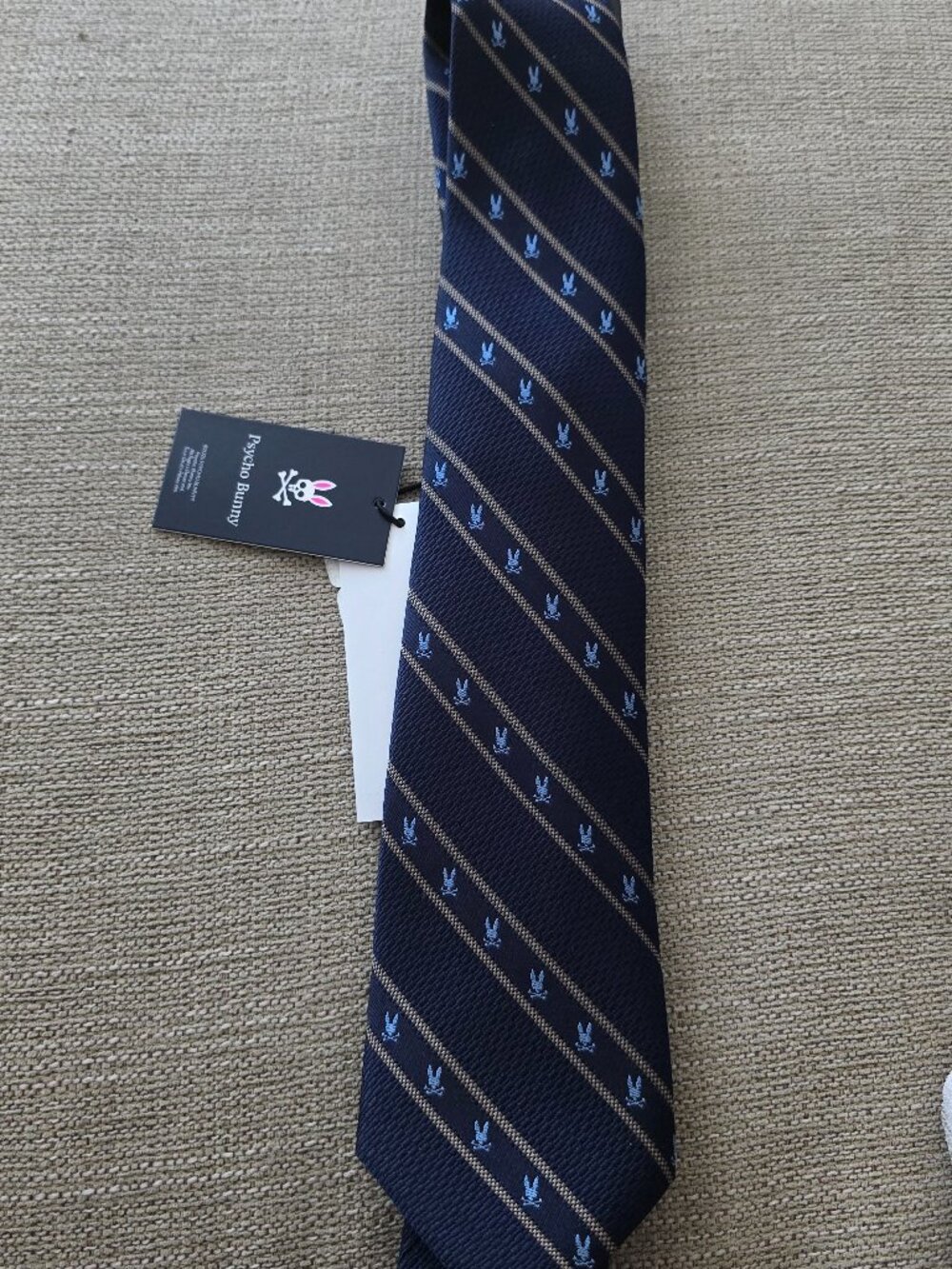 Psycho Bunny Men’s Silk Tie In Navy Color 100% silk NWT made in USA